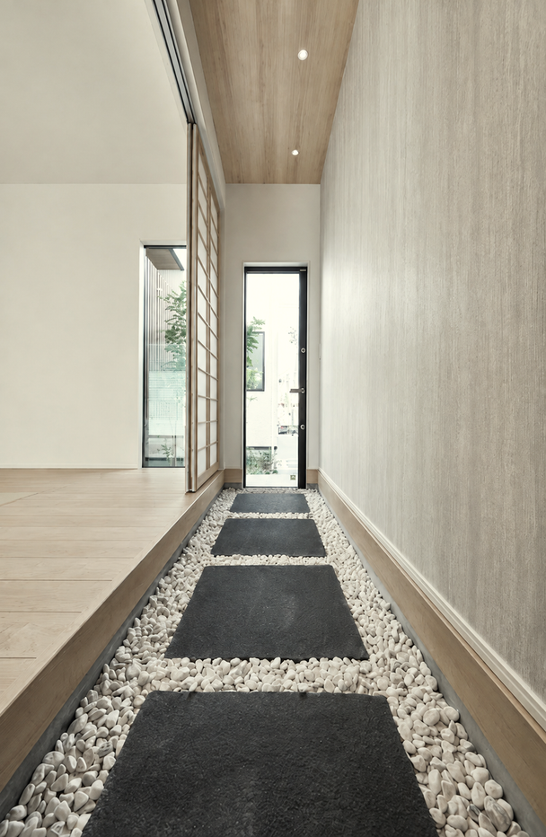 自然光が差し込む通り土間のような空間